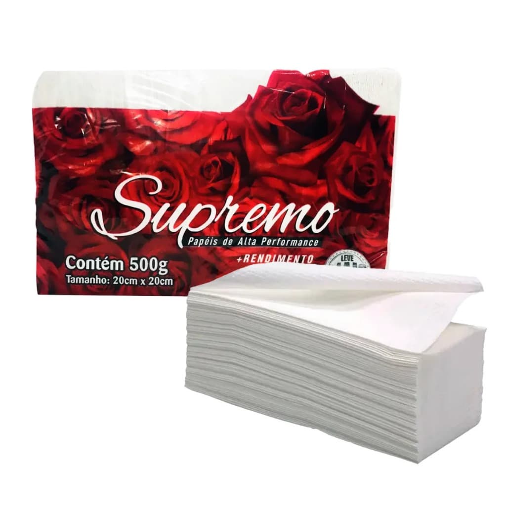 3x Papel Toalha Interfolha 2 Dobras Extra Branco 20x20 cm 500g para bares restaurantes clinicas