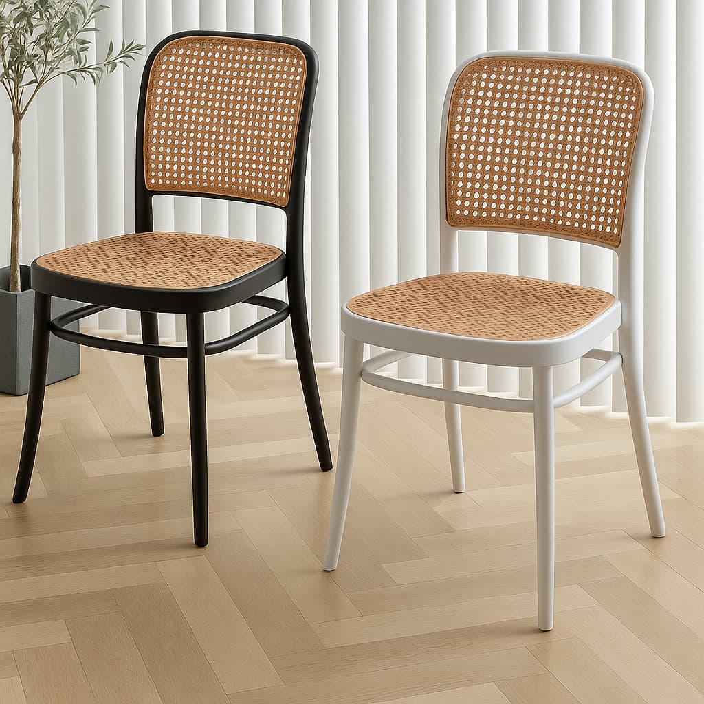Kit 2 Cadeiras Rattan Bitlar | Design Arabesco | Polipropileno | 120kg | Empilháveis