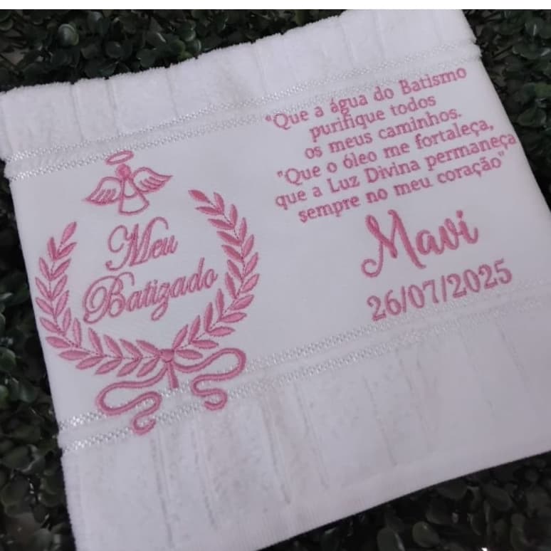 Toalhinha para batizado personalizada. Toalha de mão para batizado