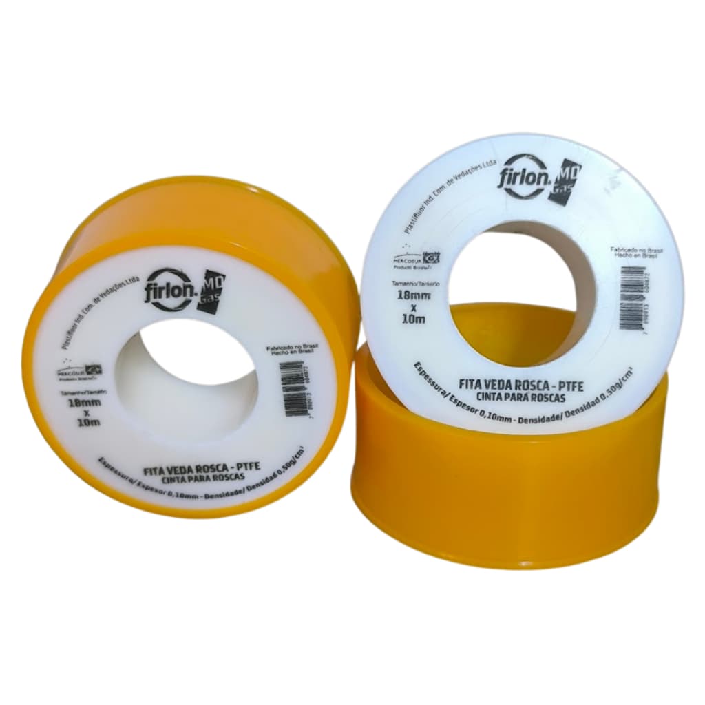 Kit com 2 unidades de Fita Veda Rosca Gás 18mm x 10 mts