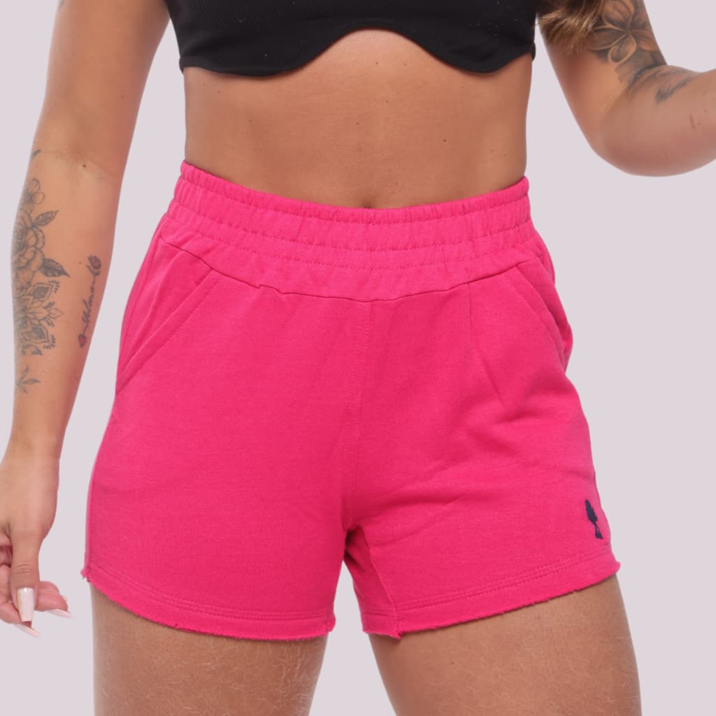 Short Moletom Feminino Com Bolso Shorts Feminino Moletom Básico Dia a Dia Casual Frio Shortinho