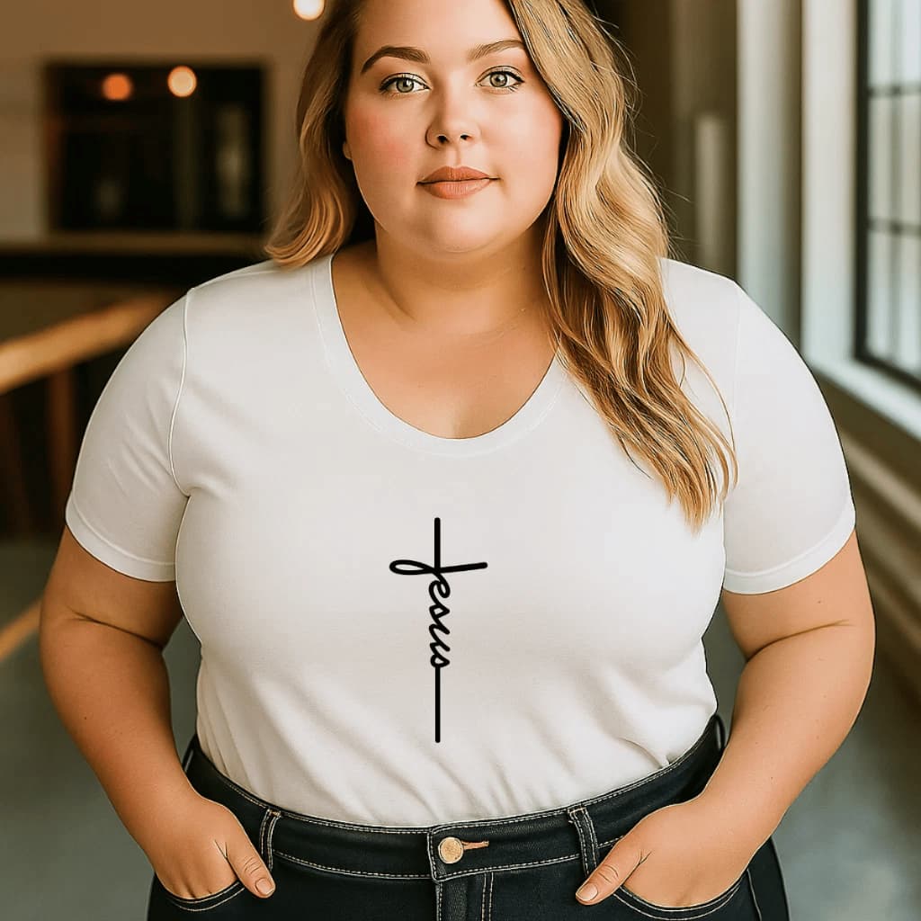 Camiseta Feminina Cristã Plus size Estilo E conforto Jesus