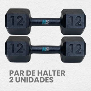Par de Halter Sextavado 12kg Pintado- peso de academia 12kg- 2 unid