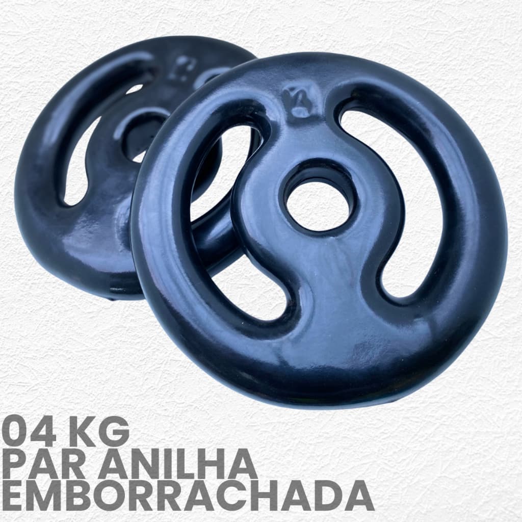 Par de anilha 4kg Emborrachada- peso de academia 4kg- 2 unid