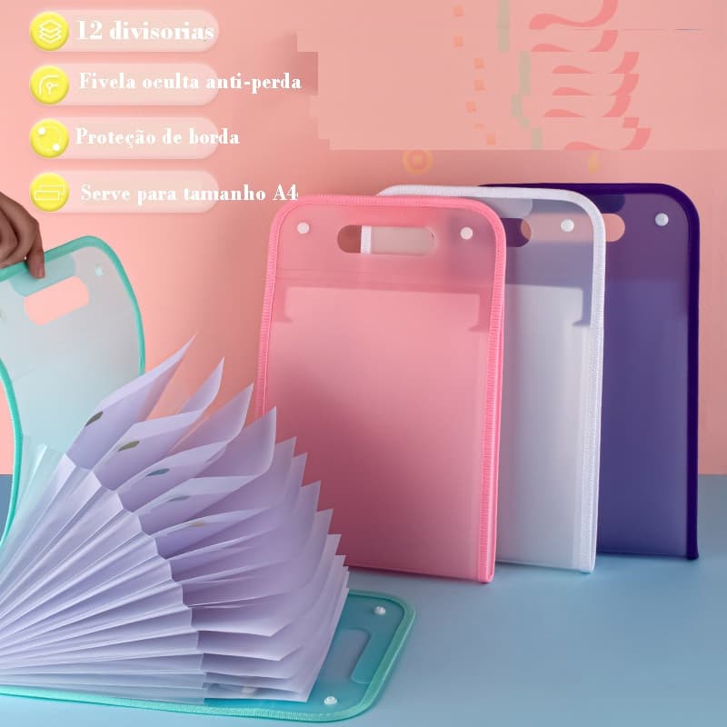 Pasta Sanfonada 12 Divisorias A4 Line Papelaria Material Escolar