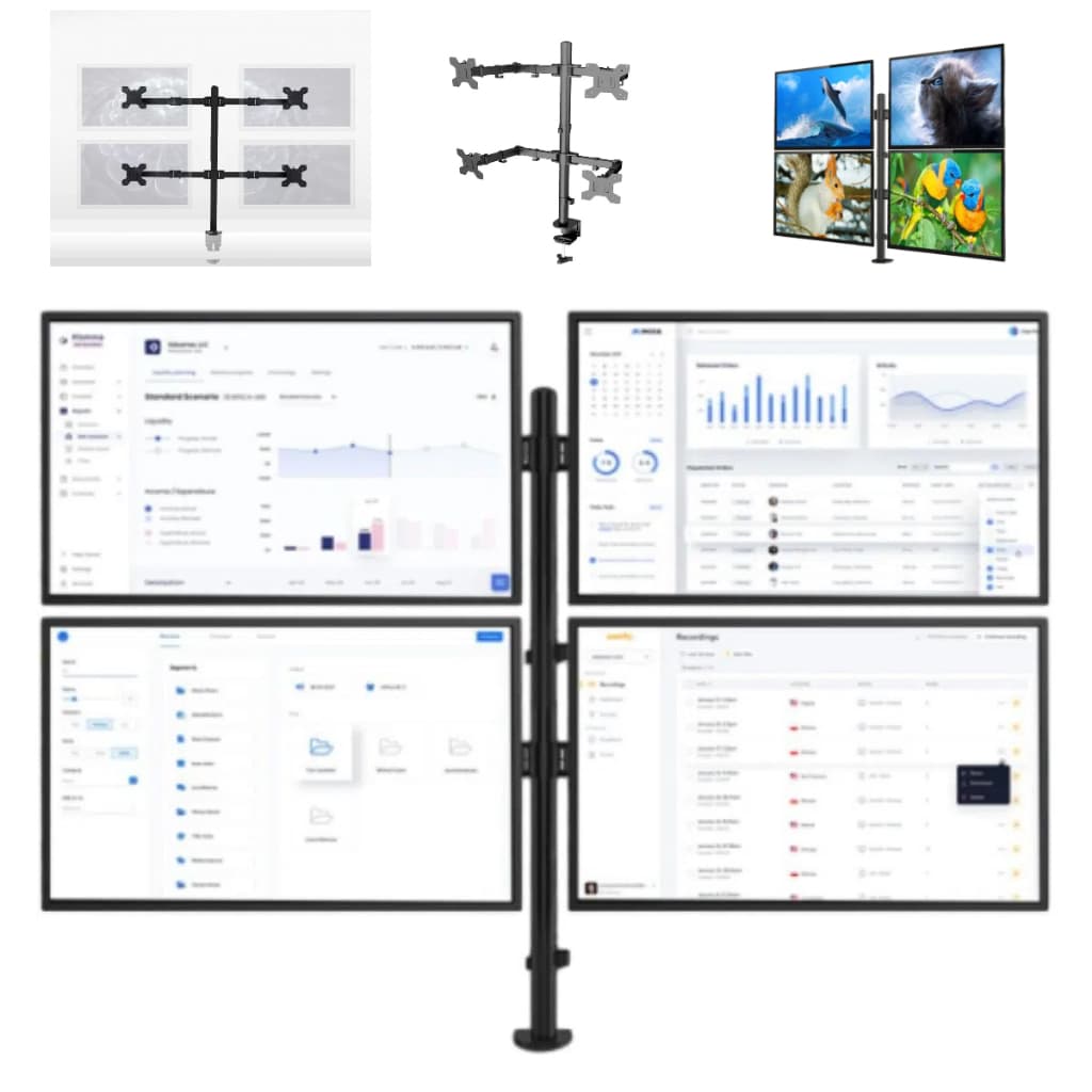 Suporte para monitor de computador de mesa com 4 telas e ajuste rotativo para várias telas 7903