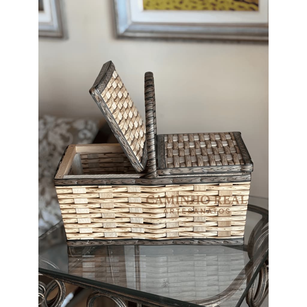 Cesta de Piquenique Fibra Sintética 36cm x 43,5cm e 49cm