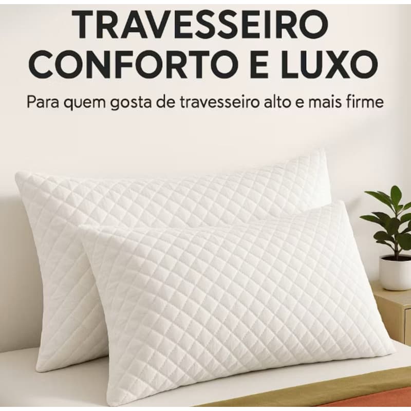 Kit 2 Travesseiros Antialérgicos Altos Premium 50x70