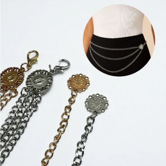 Cinto De Corrente 3 Em 1 Feminino Estilo Versátil Body Chain Em Camadas