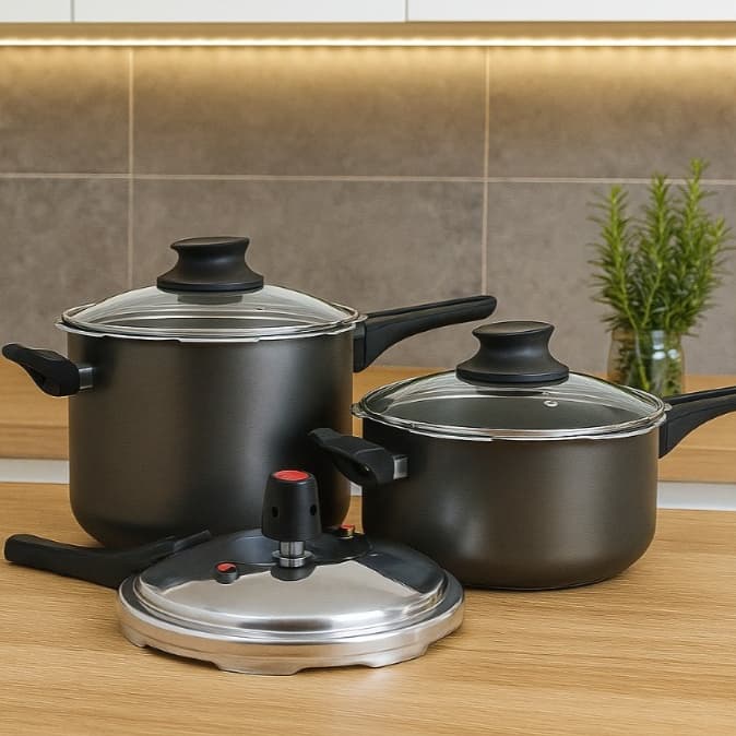 Conjunto Panelas de Pressão DuoPress+ – 3,0L e 4,5L mais Tampas de Vidro