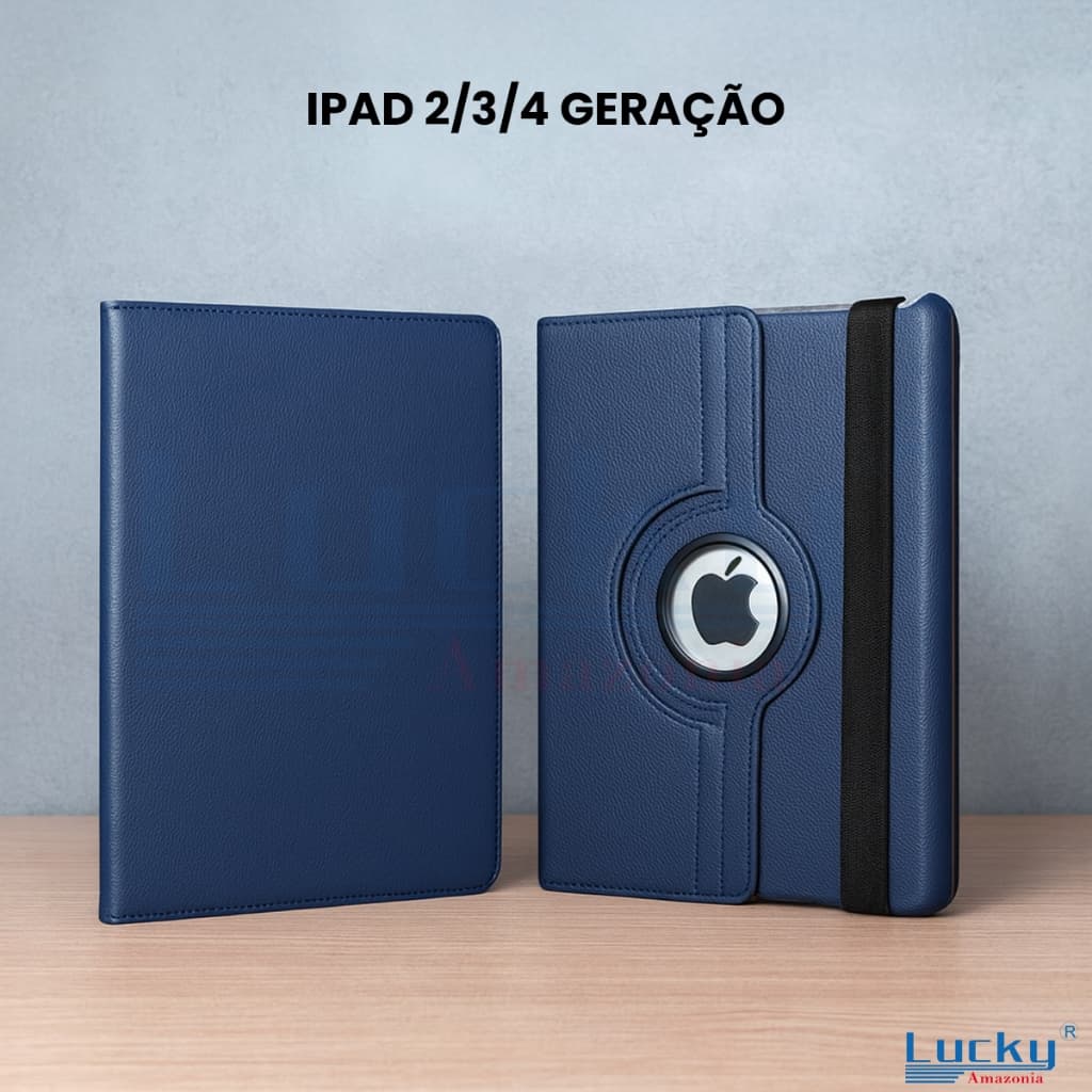 Capa Case Giratória Couro Sintético Suporte Rotação 360° Proteção Elegante para iPad 2 3 4