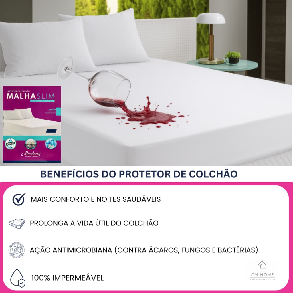 Protetor de Colchão Altenburg Slim Casal 140x190 Impermeável com Proteção Antialérgica