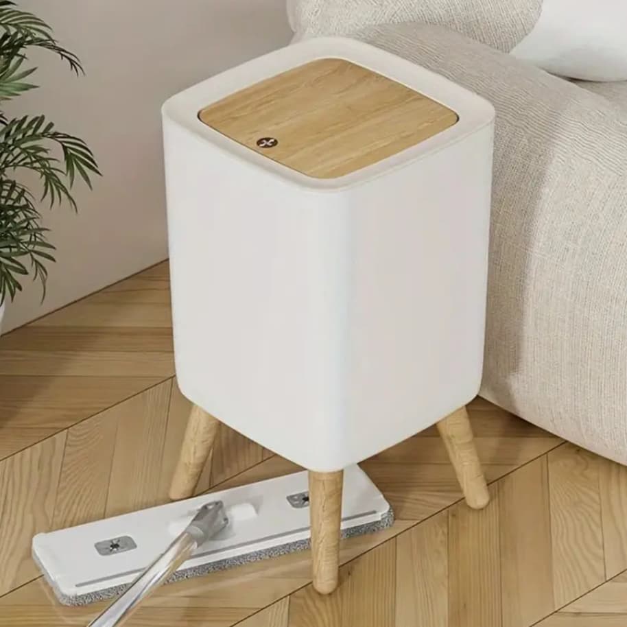 Lixeira para Cozinha Resistente Branca Pés de Plástico 8L Tampa Click de Pressão Banheiro Escritório