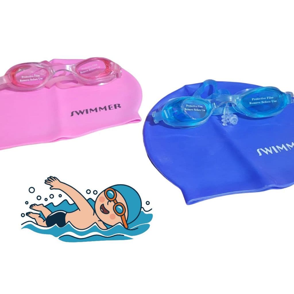 Kit natação óculos + touca infantil adulto diversos modelos cores