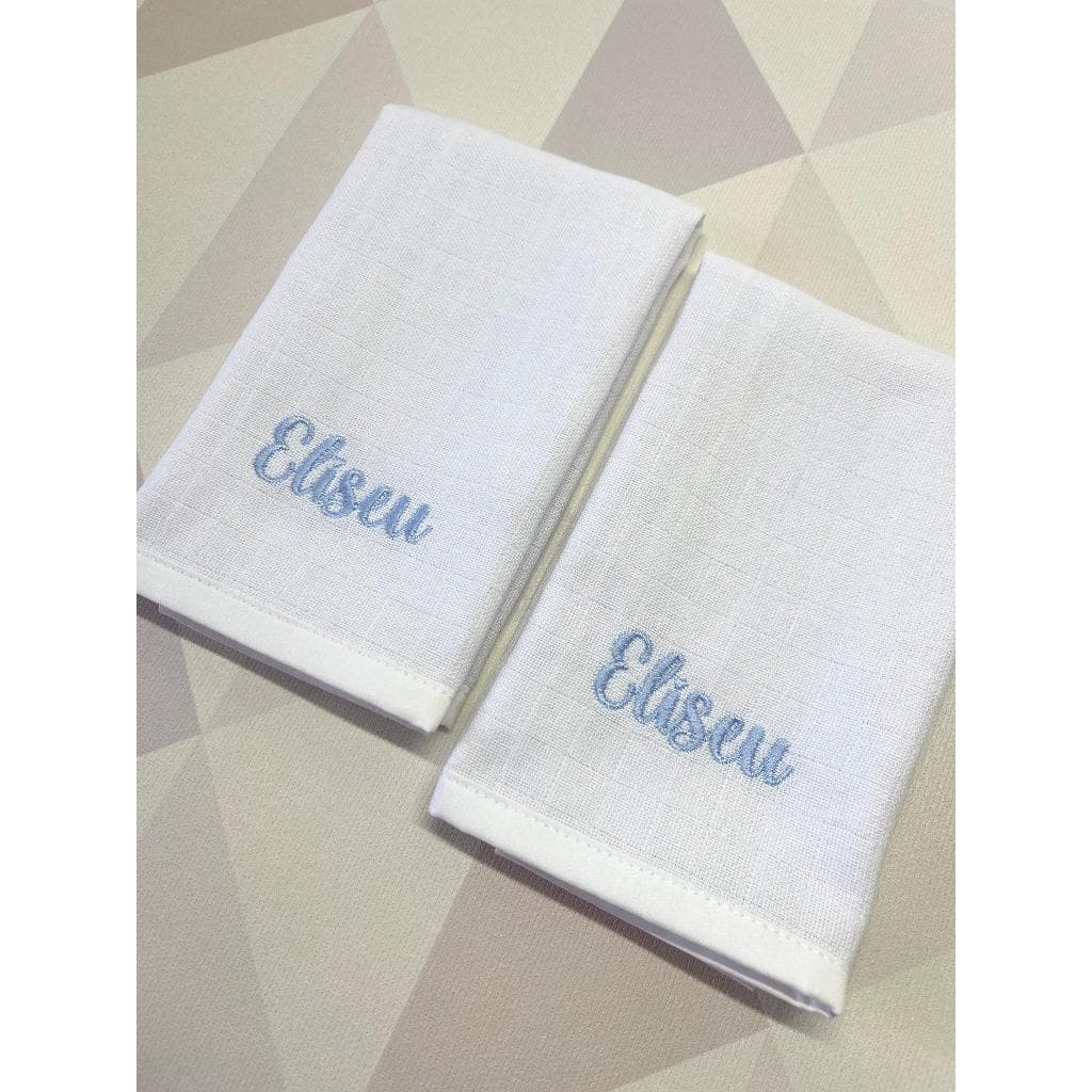 Fraldinha de boca com nome do bebê personalizada 100% algodão paninho com 2 Un - menino e menina