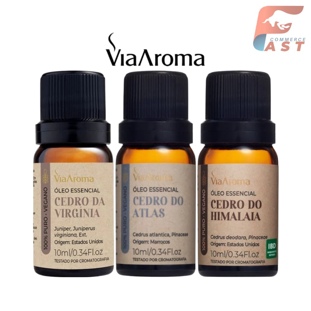 Óleos Essenciais de Cedro Via Aroma 10ml - Escolha a Variação Cedro Virginia ou Himalaia ou Atlas