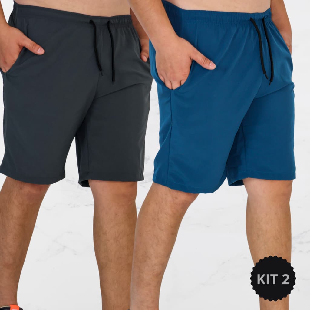 Kit 2 Shorts Masculino Bermuda Academia Treino Caminhada Corrida Tectel Elastano
