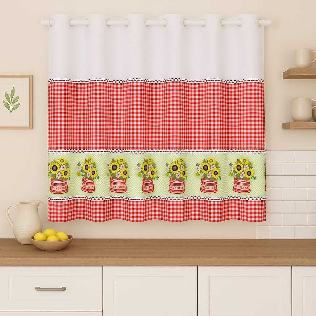 Cortina Cozinha Home 2,40 x 1,40 tecido Estampada