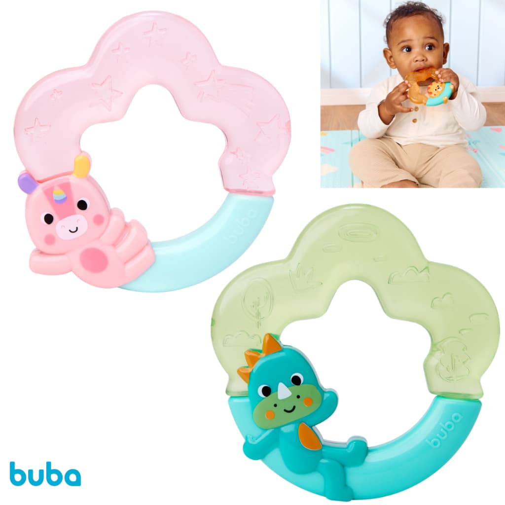 Mordedor Bebê Buba Gelado Água Zoo Dino Unicornio Resfriável +4 Meses