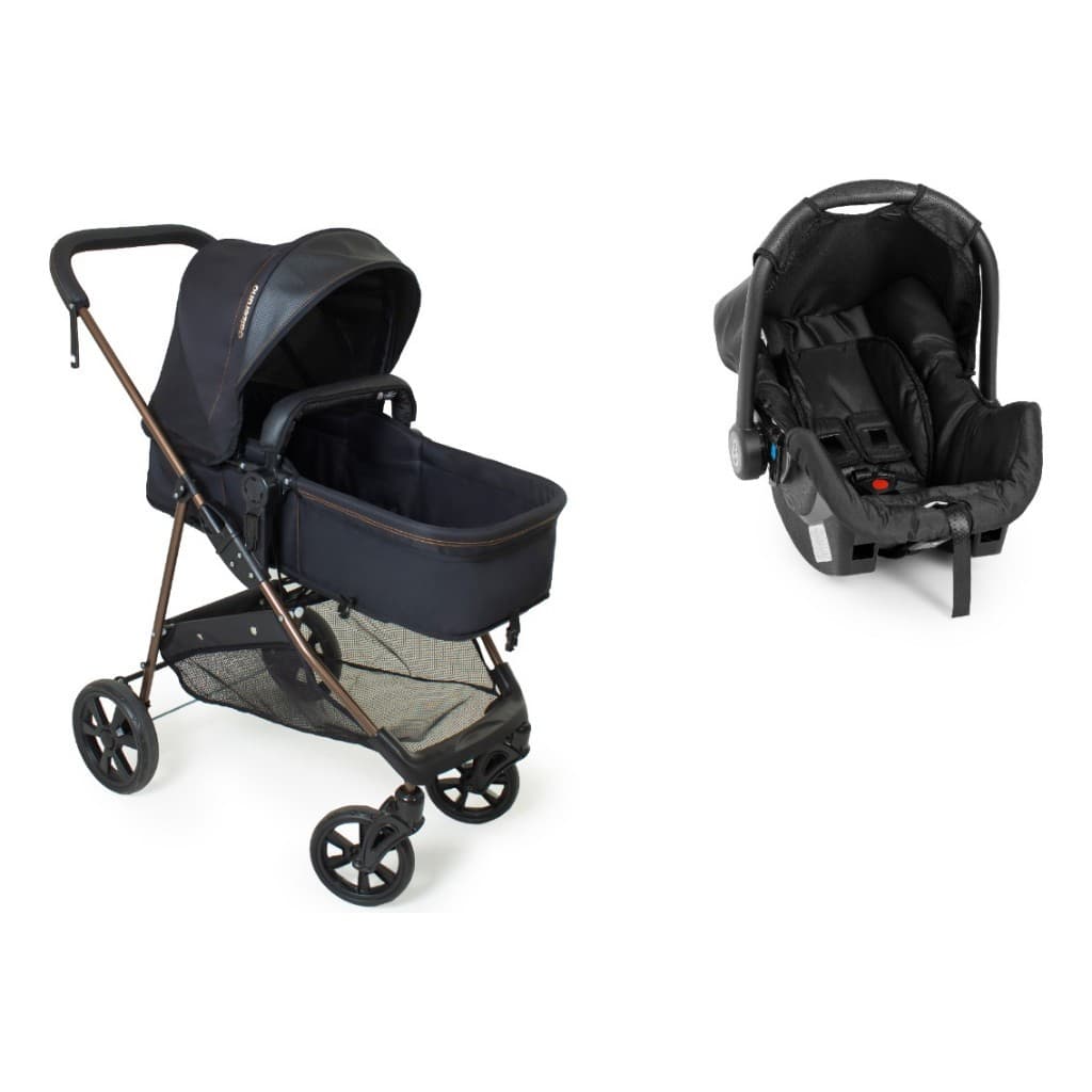 Kit Carrinho de Bebe Napoli Galzerano + Bebe Conforto Travel System Resistente 2 em 1 Dobrável