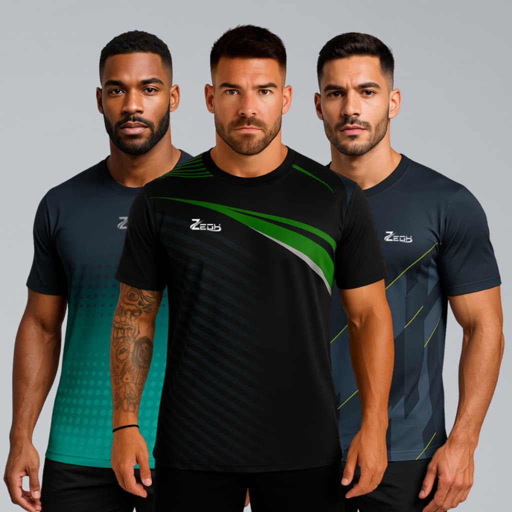 Kit 3 Camisas Camiseta Masculina Dry Fit Esportiva Zegh Para Academia Corrida Treino Com Proteção UV