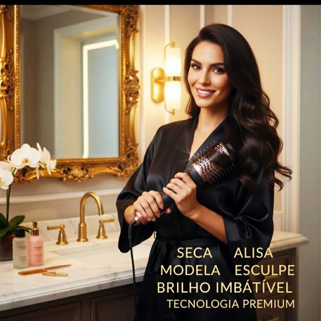 Escova Secadora Cabelo Profissional💖Bivolt 1300W Alisa Modela Seca Tecnologia Íônica 3 Temperaturas