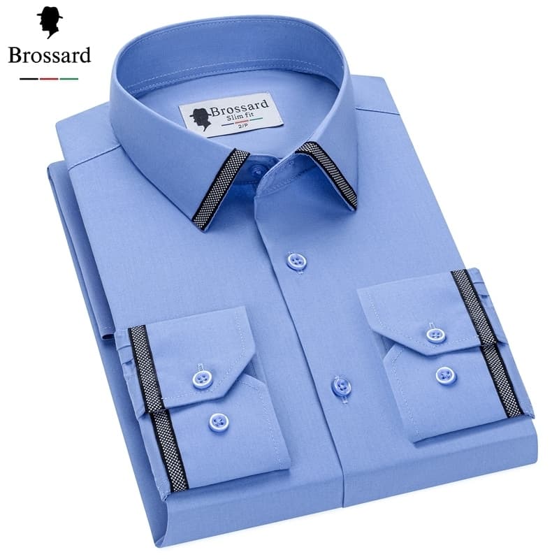 Camisa formal masculina casual de manga comprida slim fit importada da China