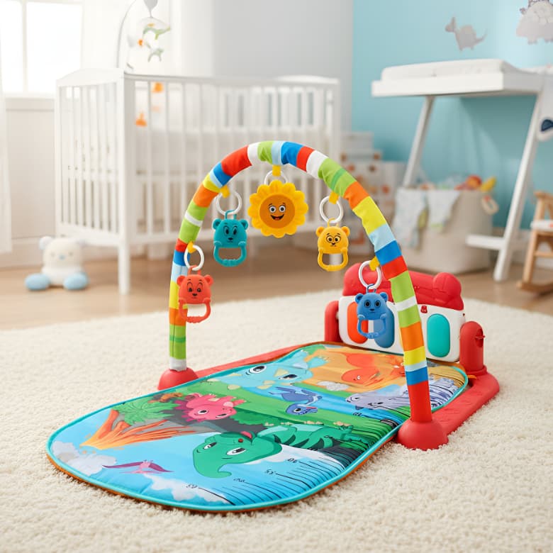 Tapete De Atividades Musical Com Piano Interativo E Móbiles Para Bebê - Art Baby