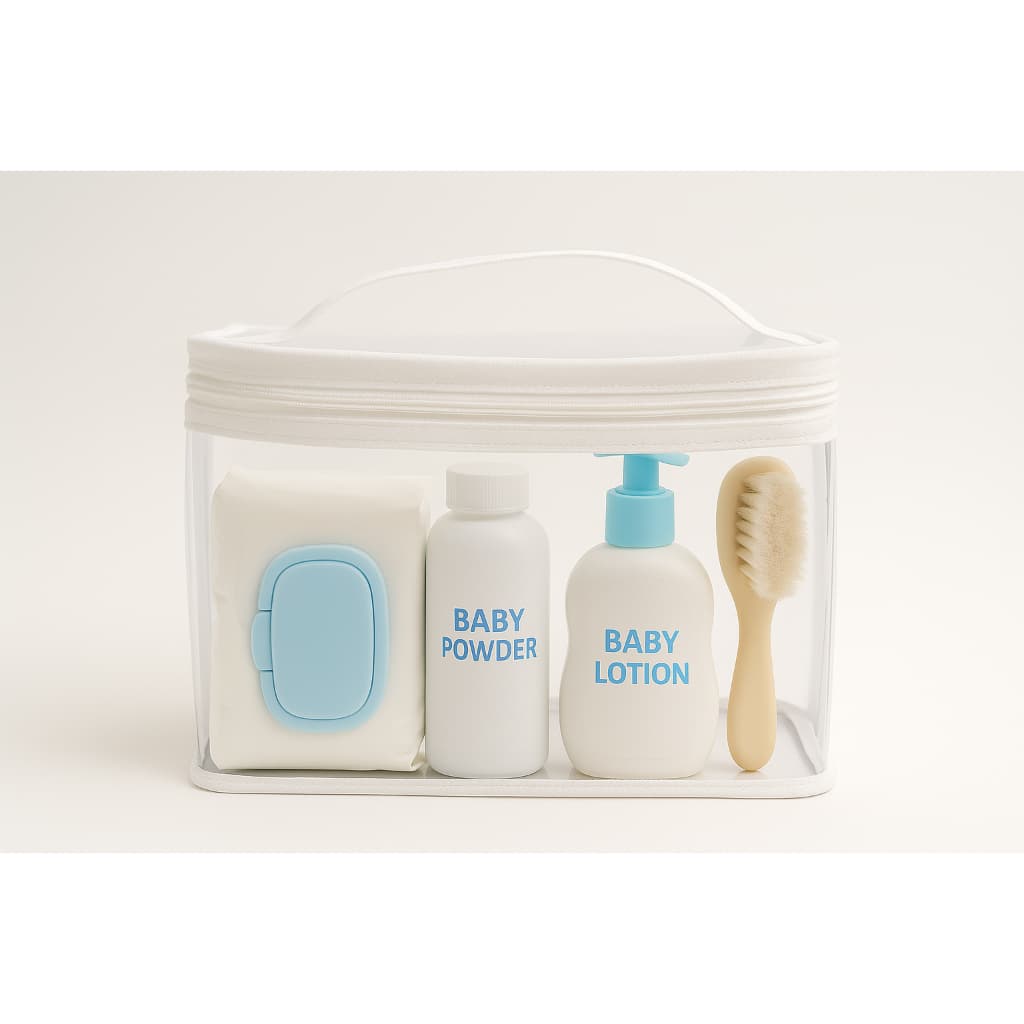 Kit 2 Nécessaire Transparente Organizador Bolsa Mala Saída Maternidade Bebe Troca e Fralda