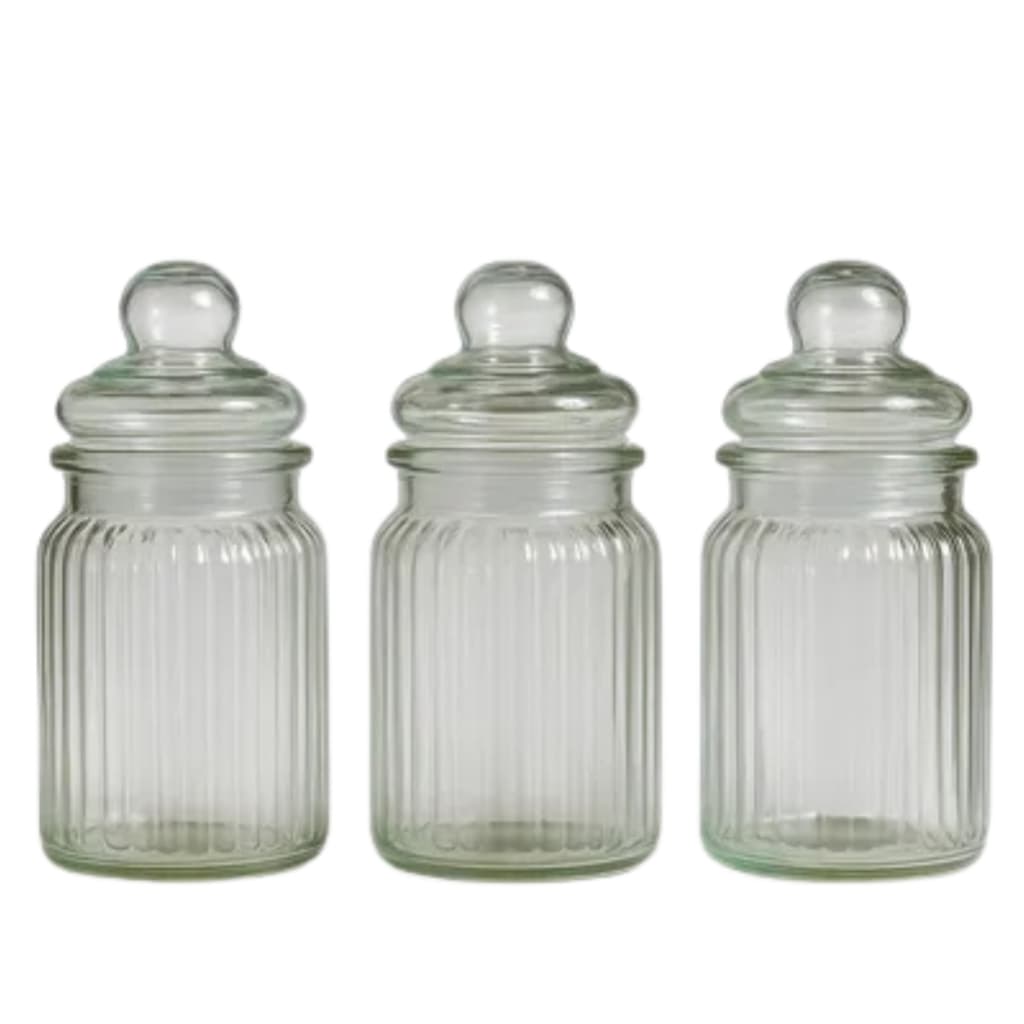 Kit 3 Potes de Vidro 230ml Transparente Redondo Com Tampa Hermética