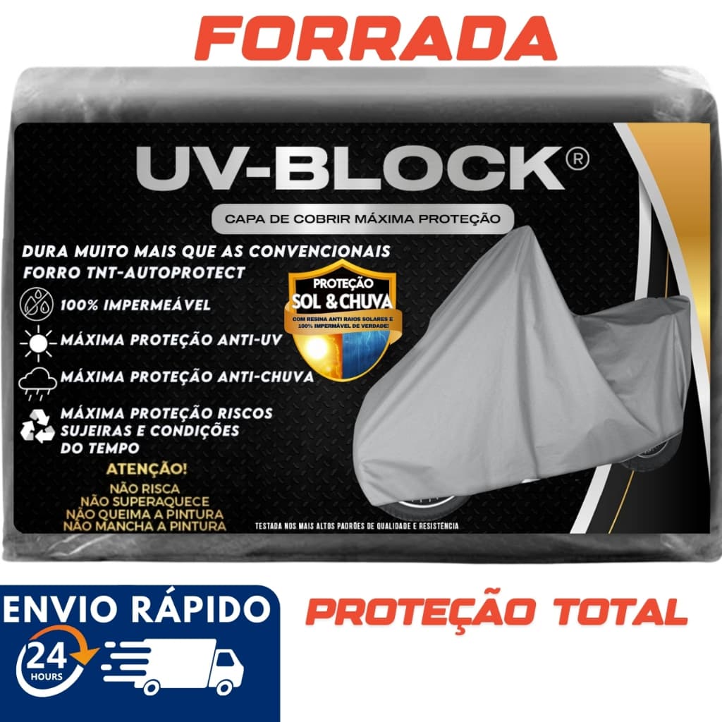 Capa Cobrir Moto Motocicleta - Lona Forrada Impermeável SOL & CHUVA