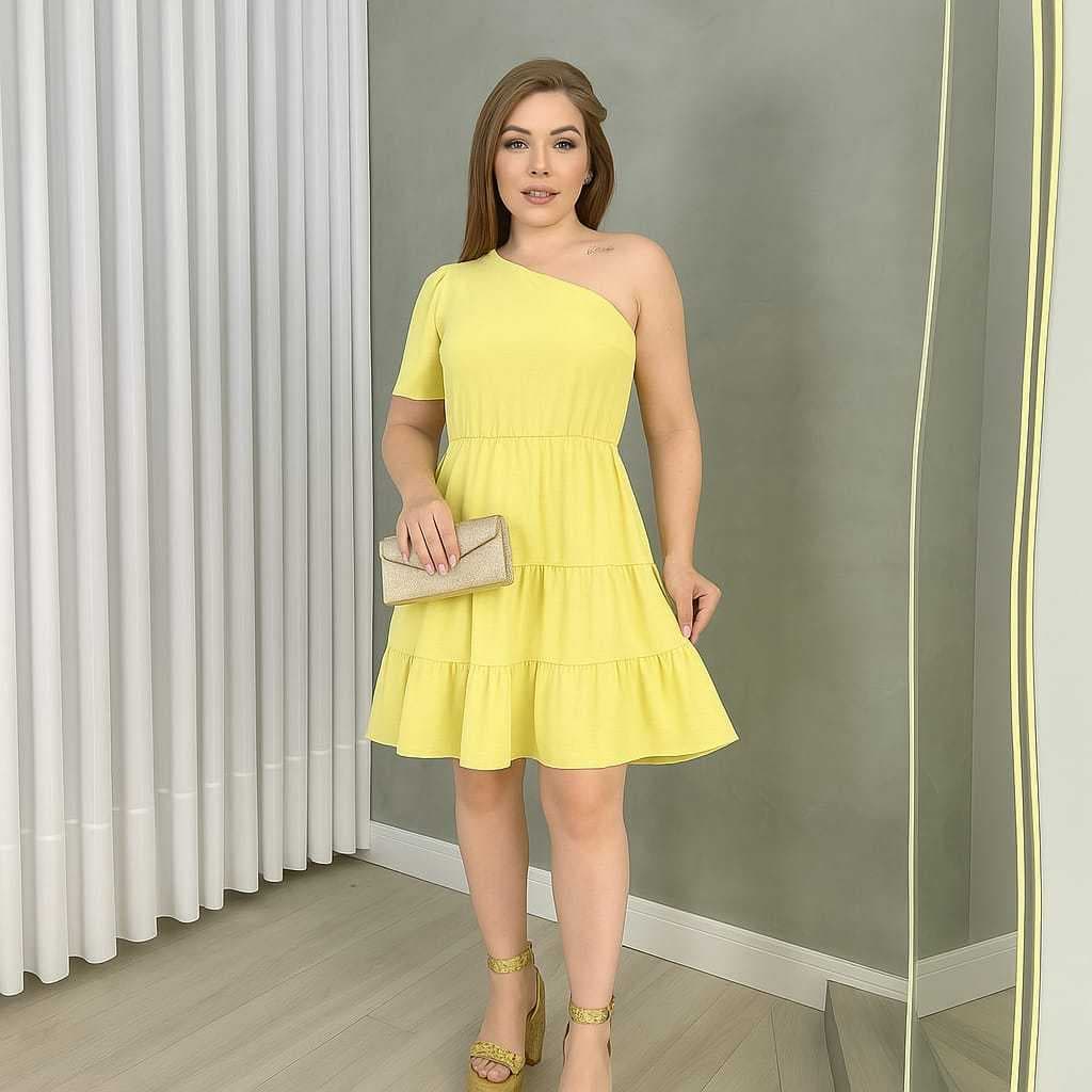 Vestido Nula Manca Rodado Curto Moda Feminina Chic Casual Festa Estiloso Verão Minimalista 3 Marias