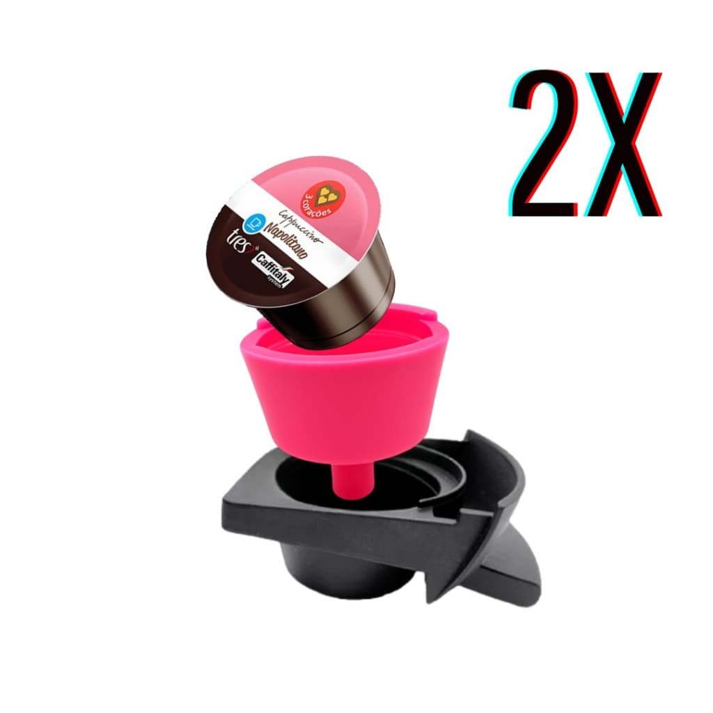 2x Adaptador Cápsulas Três Corações Máquina Dolce Gusto Rosa Pink