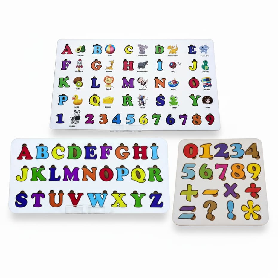 Kit 3 Alfabeto Pedagógicos Números Letras Formas Tabuleiro Educativo Brinquedo
