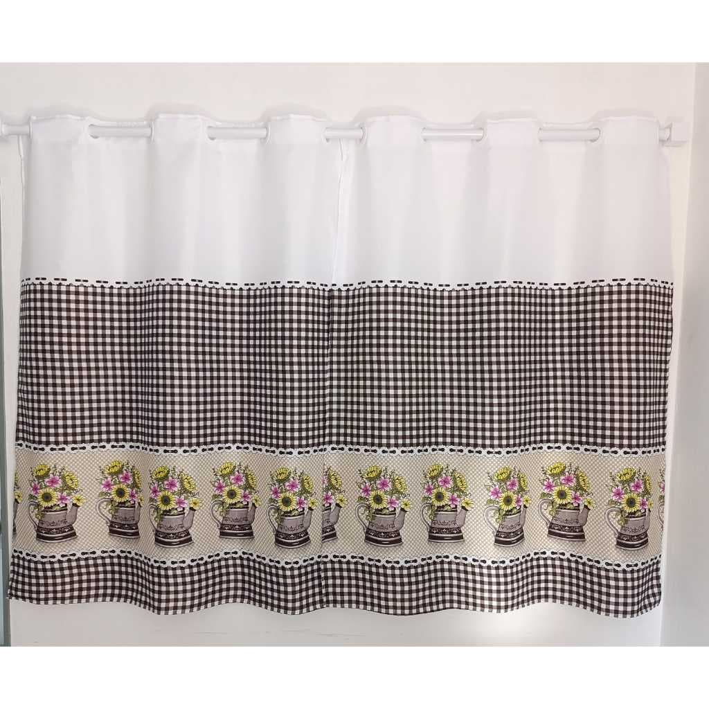 Cortina Para Cozinha 2.40x1.40 Estampada Lavavel