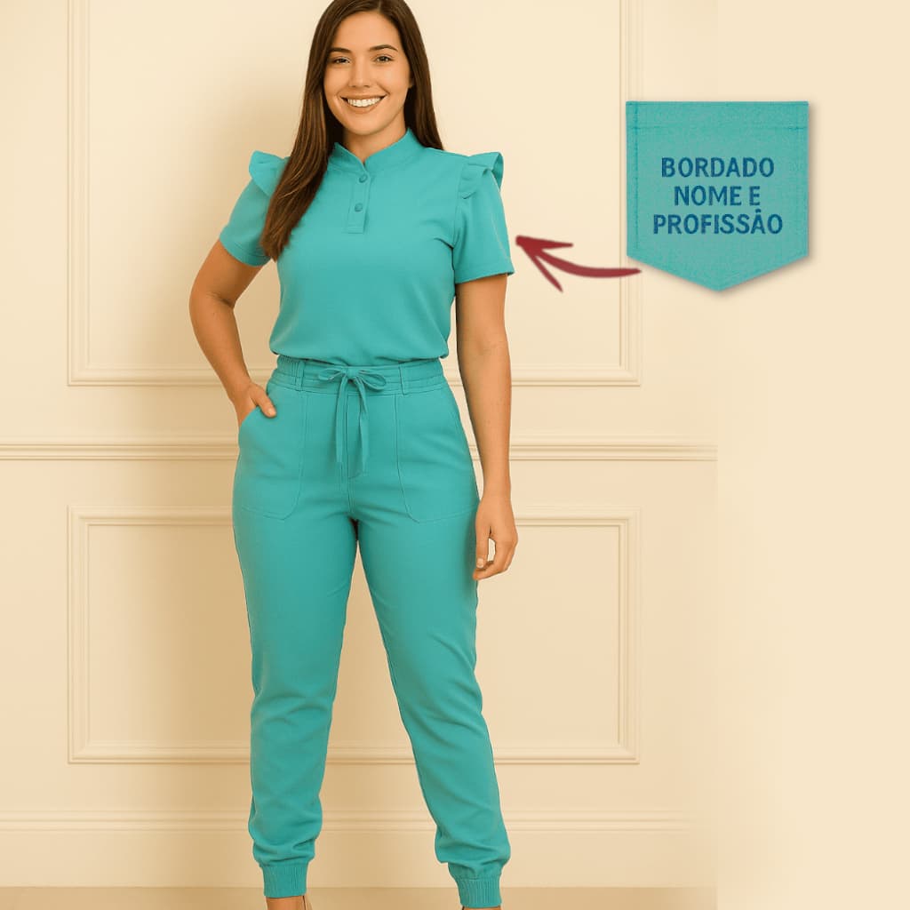 Scrub / Pijama Cirurgico Social + BORDADO  NOME E PROFISSÃO INCLUSO (SOMENTE ESCRITA)
