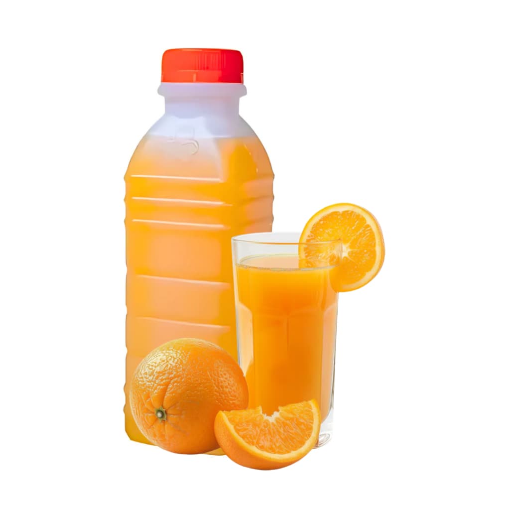 Garrafa Plástica Leitosa Descartável 1l 100 Unidades Para Sucos/Caldo de Cana (Tampa Laranja)