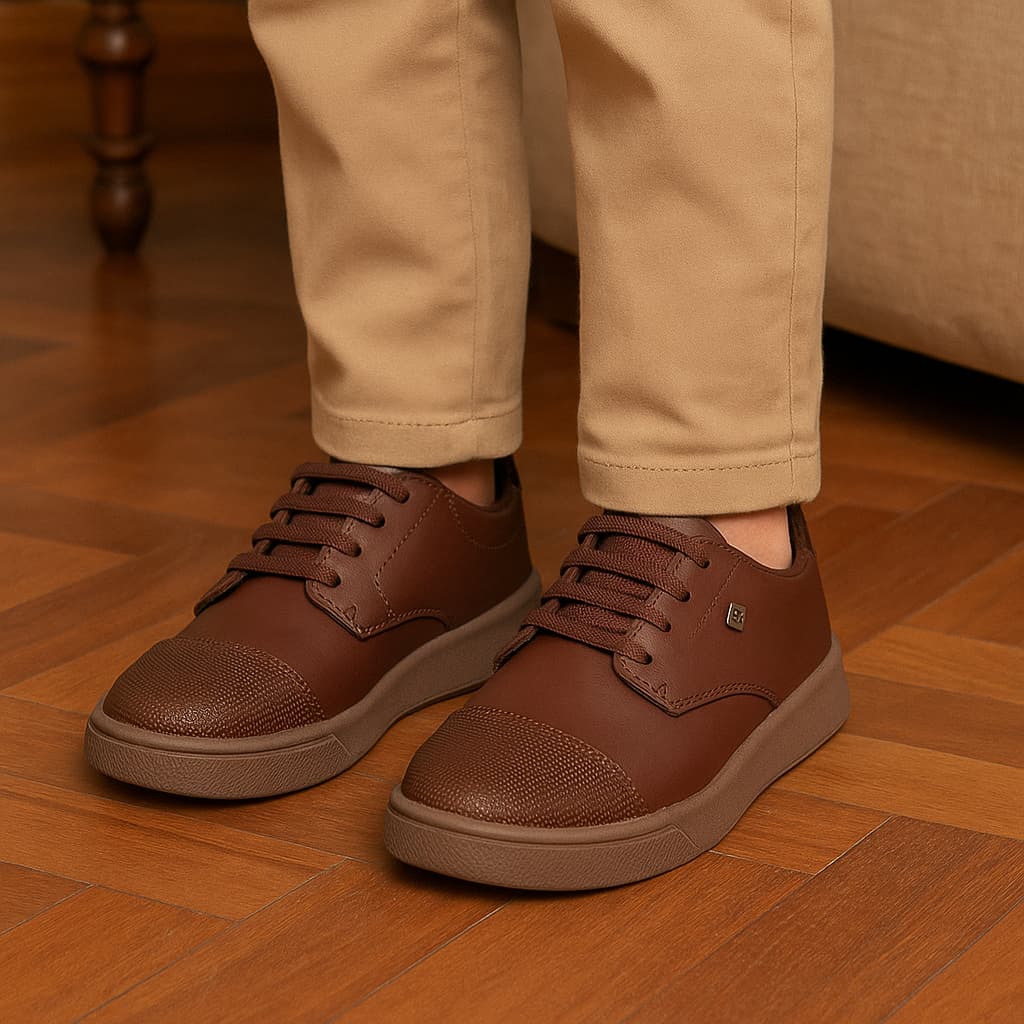 Sapato Masculino Infantil Social Com Atacador Estilo Derby Sport Fino Moderno Casual Dia A Dia