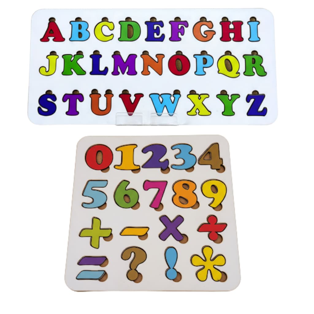 Kit 2 Tabuleiros Educativo Pedagógico Alfabeto Letras Números