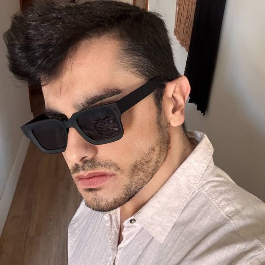 Óculos Emborrachado Preto Retangular Unissex Escuro Lente Masculina Promoção