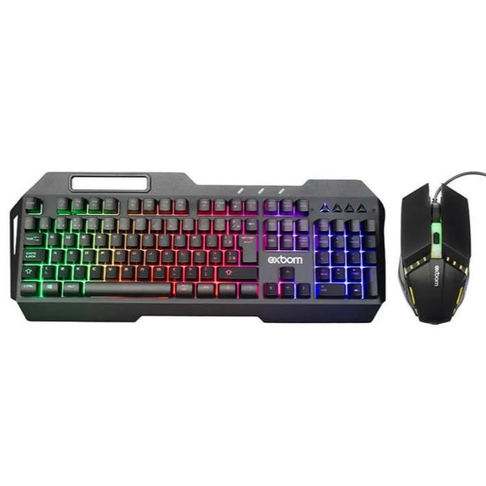 Kit Gamer Teclado Em Metal Com Mouse LED RGB ABNT2 Padrão Brasileiro BK-G800 EXBOM
