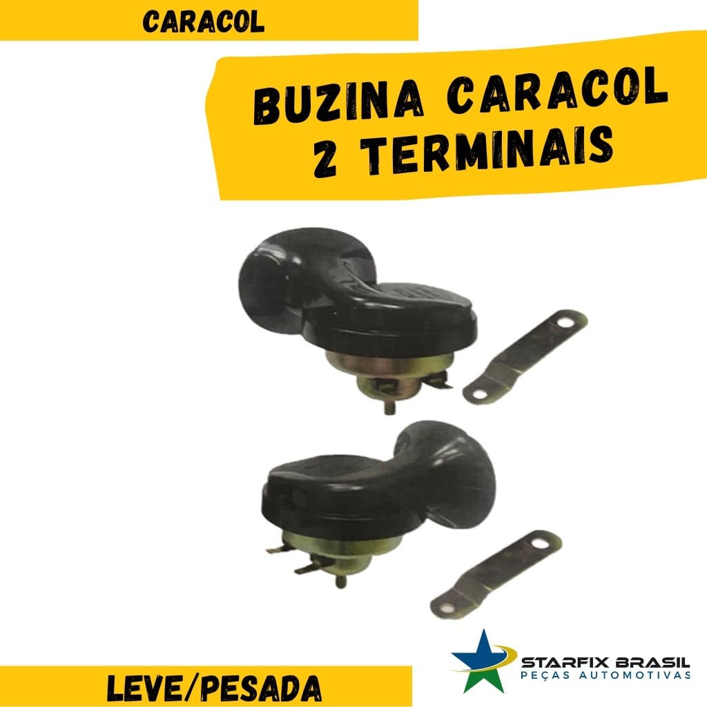 BUZINA CARACOL DUPLA 12V 2 TERMINAIS COM SUPORTE AVIONIX