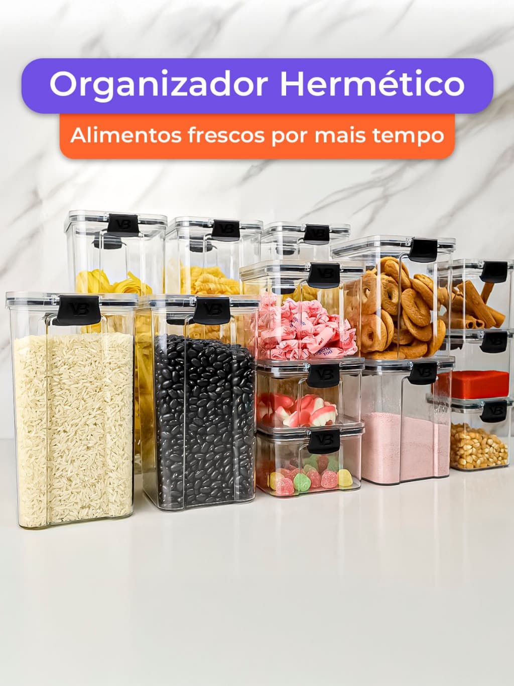 Escoha Seu Kit Pote Hermético para Mantimentos e Organizador de Cozinha Dispensa Armário Livre BPA