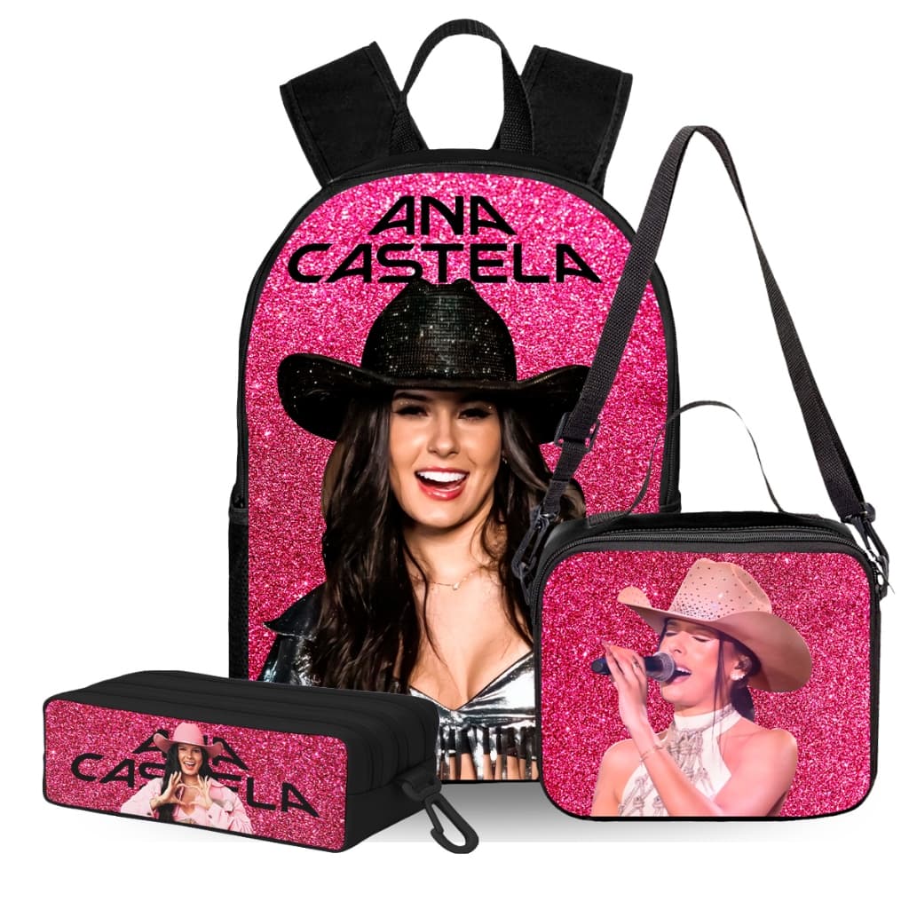 Kit Mochila Escolar Infantil Ana Castela Reforçada + Lancheira + Estojo com Costas Acolchoadas 25kg
