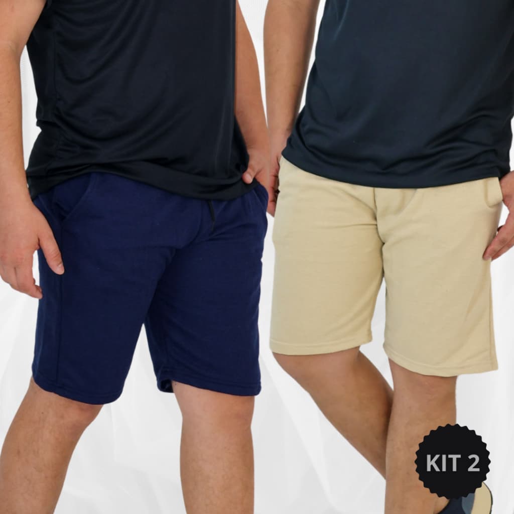 Kit 2 Bermuda Moletom Masculino 2 Peças Casual Confortável