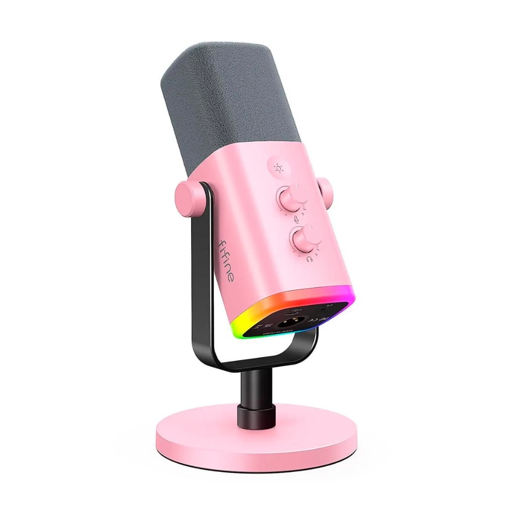 Microfone Gamer USB/XLR Fifine Streaming AM8 Rosa
