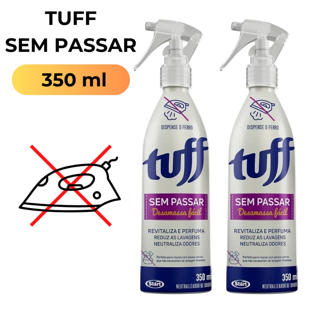 Tuff Spray Desamassa Roupas 350ml Perfuma Reduz Amassados Facilita o Dia a Dia