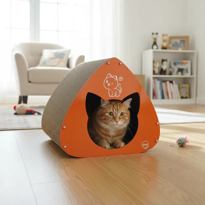 Casinha Para Gatos Com Arranhador 2 Rampas Papelão