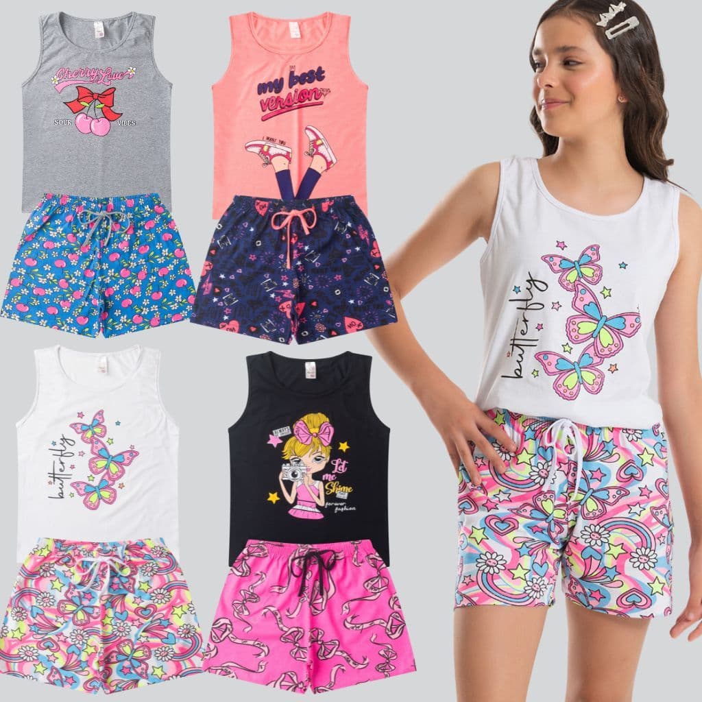 Kit 12 peças de Roupa Infantil Menina Verão Conjunto Feminino Pronta Entrega