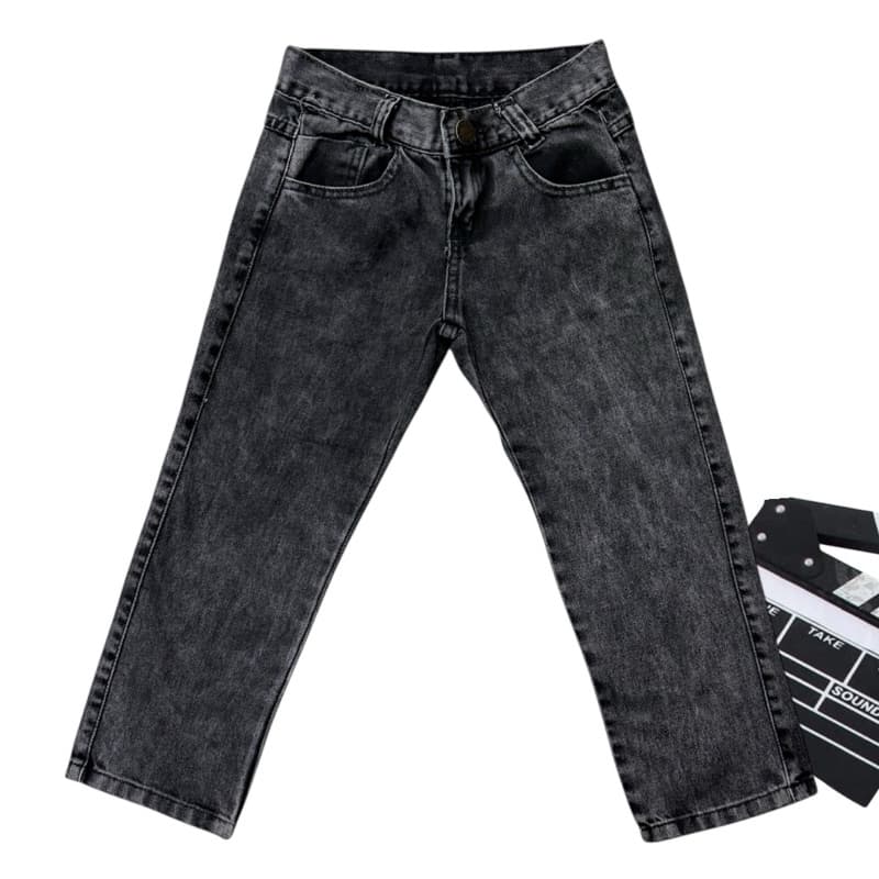Calça Jeans Menino infantil Denim Grafite Com Botão Juvenil S.M